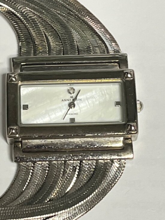 VTG Silver-Tone Anne Klein Herringbone Multi-Strand Mesh Bracelet Watch Stylish main image 10